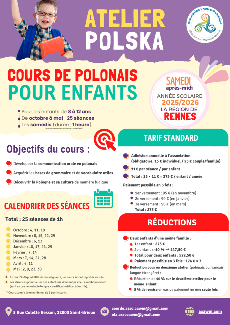 Cours de polonais pour les enfants - Atelier Polska Brochure FR